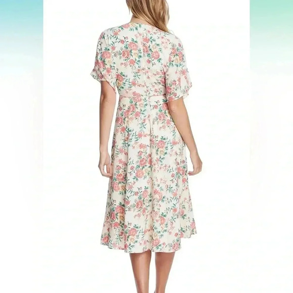 1. State Womens Dress Wrap Floral Print Short-Sleeve White Size 8 - Picture 2 of 7